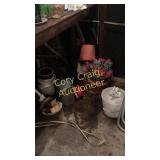 Assorted Flower Pots, Apple Basket, Tomato Cage