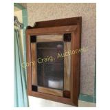 Antique Oak Medicine Cabinet with stained glass