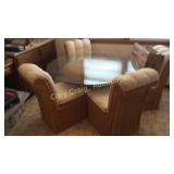 Wicker Base with 4 Wicker Chairs 54 1/4" D