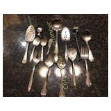 Assortment of silver plated flatware serving piece