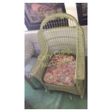 Green Whicker Rocking Chair And Table