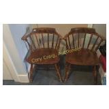 Pair Of Solid Walnut Captain Chairs