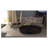 Royal Hagger, Candles, Marble Bird Bath with Birds