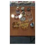 Yellow Ash Trays, Blue Ash Tray, Glass Elephant,