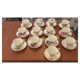 (13) Regency English Bone China Cups and Saucers