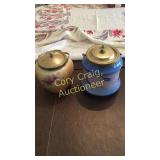 (2) Hand Painted Cracker Jars