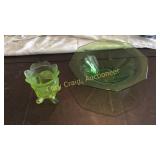 Coin Glass, Green Depression Bowl