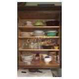 Assorted Clear Glass, Wood Bowls, Plates, Red