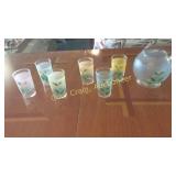 Vintage Water Pitcher with 6 Matching Tumblers