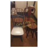 (3) Wood Chairs and Stool