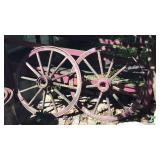 Pair Of Wood Metal Wagon Wheels 44"