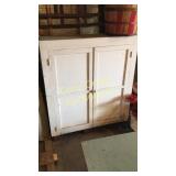 Old Store Cabinet With Glass Painted Doors