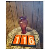 Cranberry Ruffled Vase 11"