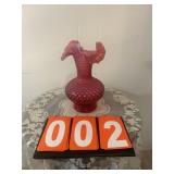 Fenton Cranberry Hobnail Ruffled Vase 10 1/2"
