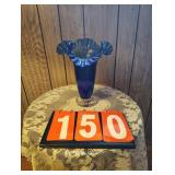 Blue Fluted Vase 11"