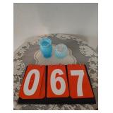 Pair Blue Hobnail 4"