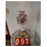 Pink Hand Painted Hurican Lamp 24" Tall