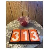 Pink Fluted Edge Glass Basket