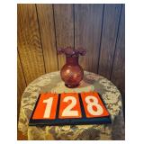 Fenton Cranberry Swirl Ruffled Vase