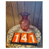 Cranberry Swirled Vase 11"