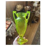Green Uranium Double Handled Vase