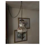 Electric Hanging Lamp Huricane Shade / Prisms