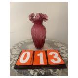 Cranberry Fluted Swirl Twist Vase 11"