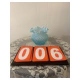 Fento Blue Opalescent Ruffled Vase 5"