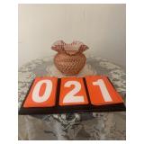 Fenton Pink Hobnail Ruffled Bowl 4: