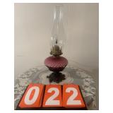 Cranberry Hobnail Lamp  Elect w/ Cast Iron BAse