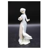Lladro Figurine Girl Feeding Goose