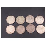 8 Peace Silver Dollars