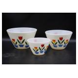 Vintage Fireking Tulip Nesting Bowl Set
