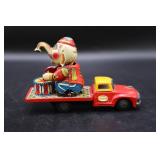 Vintage Tin Toy Truck with Circus Elephant