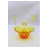 Vintage Blenko Petal Tangerine & Sunflower Bowls
