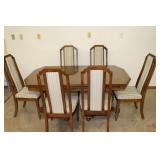 Ethan Allen Table & 6 Chairs, 2 Leaves