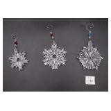 3 Waterford Crystal Snowflake Ornaments