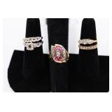 10K Ruby Class Ring & 2 14K Wedding Sets