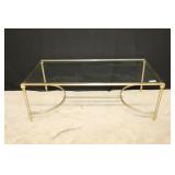 Glass top Brushed Nickel & Brass Coffee Table