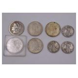 5 Morgan & 3 Walking Liberty Half Dollars