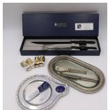 Cutco Carving Set & Silver Plate & Cheese Service
