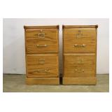 2 Oak 2-Drawer File Cabinets