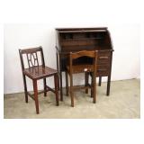 Child size Roll-Top Desk & 2 Chairs