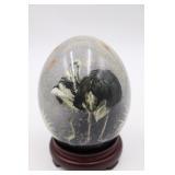 Hand Painted &  Decoupage Ostrich Egg on stand
