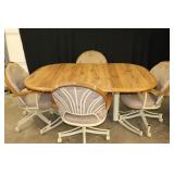 Table, 4 Rolling Chairs & Leaf