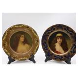 2 Antique Metal Portrait Plates