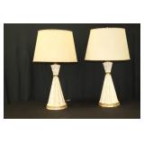 Pair of Retro Cream & Gold Lamps