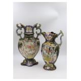 2 Large Antique Glazed Vases