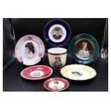 Assorted Antique Porcelain Portrait Plates, Bowl