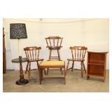 2 Chairs, Bar Stool, Bench, Floor Lamp, Table